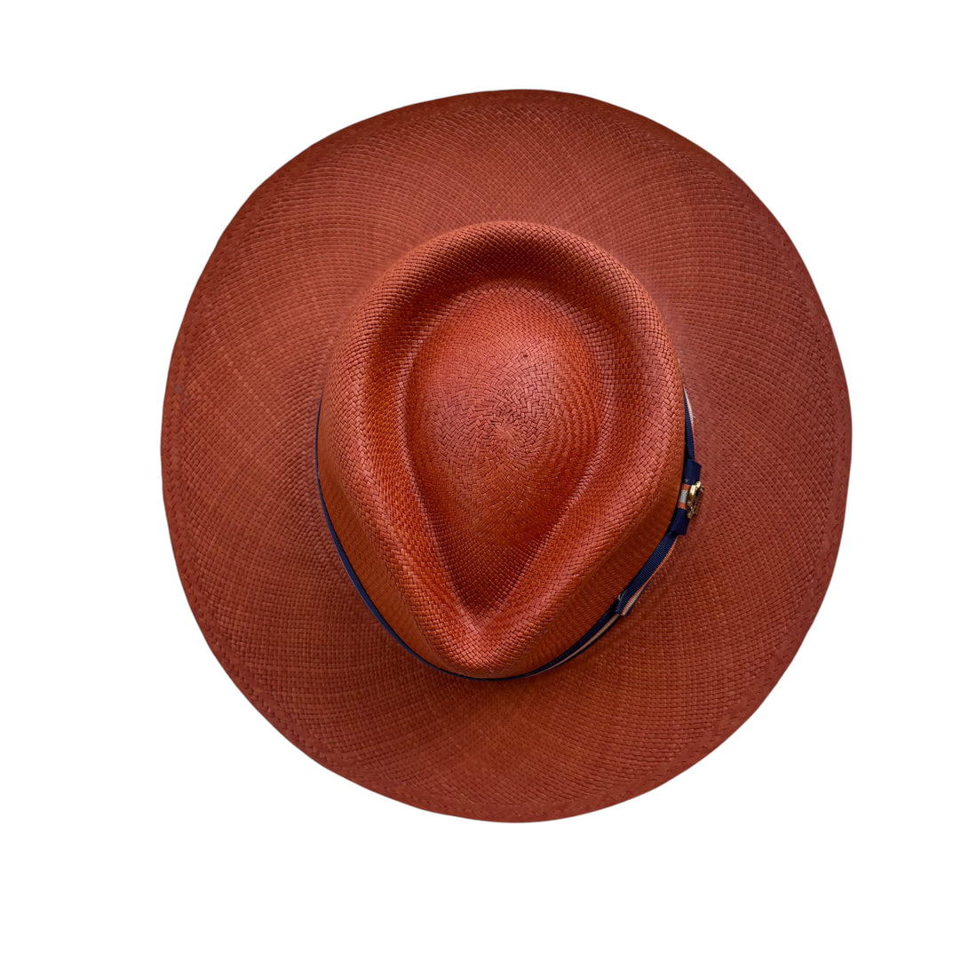Blue fedora hat for men with orange striped band. Unique dress fedora with bold style. Perfect for events and standout looks. Shop Fly Brims now.